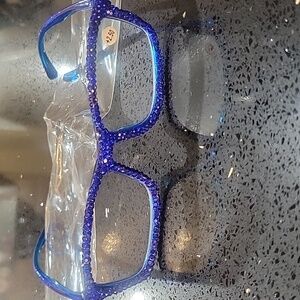 Blue Rhinestone Glasses Readers